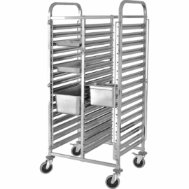 Pannuhyllyvaunu 30xGN1/1 tarjotinta Ruostumaton teräs 550x740x1705mm Kerrosväli 80mm | Adexa RTD1115