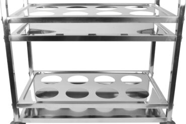 Tarjoiluvaunu/Pullovaunu pulloille ja astioille Ruostumaton teräs 2 hyllyä pullokehyksellä Neliöputket 850x450x900mm | Adexa SCK2A