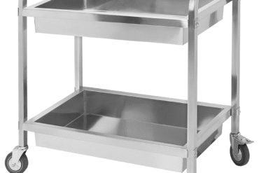 Tarjoiluvaunu Ruostumaton teräs 2 syvää hyllyä Neliöputket 950x500x950mm | Adexa SDT2A