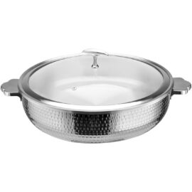 Tarjoilu- ja haudutuspata lasikannella ja keraamisella sisuksella, kolmikerroksinen vasaroitu pinta ⌀320x90mm ruostumaton viimeistely | Adexa E0312200M