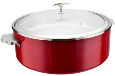 Tarjoilu- ja lämpöastia lasikannella ja keraamisella sisuksella Kolmikerroksinen väripinnoitettu pinta ⌀320x120mm Punainen | Adexa E0912001M