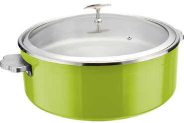 Tarjoilu- ja lämpöastia lasikannella & ruostumattomasta teräksestä valmistetulla sisäosalla Kolmikerroksinen väripinnoitettu pinta ⌀320x120mm Vihreä | Adexa E0912010