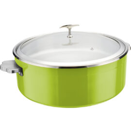 Tarjoilu- ja haudutuspata lasikannella ja keraamisella sisuksella Kolmikerroksinen vasaroitu pinta ⌀320x120mm Vihreä | Adexa E0912010M