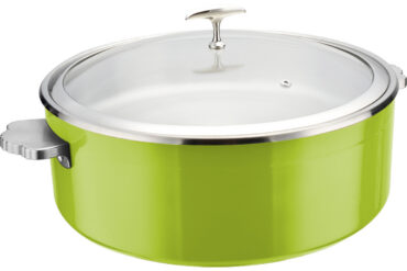 Tarjoilu- ja haudutuspata lasikannella ja keraamisella sisuksella Kolmikerroksinen väripinnoitettu pinta ⌀320x120mm Vihreä | Adexa E0912010M