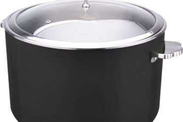 Tarjoilu- ja haudutuskattila lasikannella & ruostumattomasta teräksestä valmistetulla sisäosalla Kolmikerroksinen väripinnoitettu pinta ⌀320x210mm Musta | Adexa E0912086