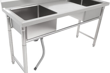 Ammattikäyttöön tarkoitettu ruostumaton teräksinen pesuallas 1570x600x900mm 2 allasta roiskesuoja | Adexa YDRST60160X2M