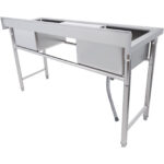 Ammattikäyttöön tarkoitettu ruostumaton teräksinen pesuallas 1570x600x900mm 2 allasta roiskesuoja | Adexa YDRST60160X2M - Image 3