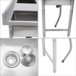 Ammattikäyttöön tarkoitettu ruostumaton teräksinen pesuallas 1570x600x900mm 2 allasta roiskesuoja | Adexa YDRST60160X2M - Image 6