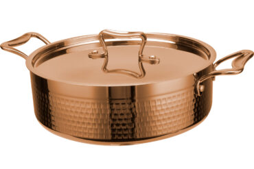 Vasaroitu haudutuspata kannella, kolmikerroksinen ⌀300x110mm 7,8 litraa kuparia | Adexa C0311012C