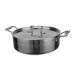 Vasaroitu haudutuspannu kannella, kolmikerroksinen ⌀260x85mm 4,5 litraa hopea | Adexa C0311010S