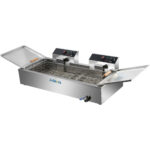 Kaupallinen Paistokone Yksisäiliöinen Kaksivyöhykkeinen Sähköinen 26 litraa 7,8 kW Työtasolle Valutushana | Adexa EF26L