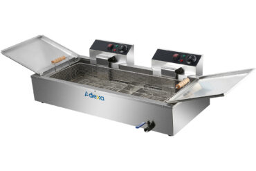 Kaupallinen Paistokone Yksisäiliöinen Kaksivyöhykkeinen Sähköinen 26 litraa 7,8 kW Työtasolle Valutushana | Adexa EF26L