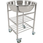 Ruostumattomasta teräksestä valmistettu sekoituskuljetin kulholla ja 2 hyllyllä 622x457x838mm | Adexa MBXS002