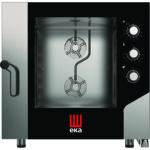 Ammattilaiskäyttöön tarkoitettu yhdistelmäuuni, sähköinen, 6 tasoa GN1/1 ja 600x400mm, sähkömekaaniset ohjaimet, suora höyry | Tecnoeka MKF616S