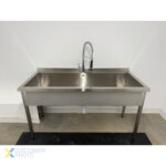 Kaupallinen Rosterista Pesuallas Yhdellä Altaalla Roiskesuoja 1600x700x900mm Neliöjalat | Adexa PSA16070 - Image 2