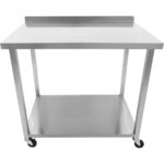 Kaupallinen liikkuva työpöytä pyörillä, ruostumaton teräs, alahylly ja roiskesuoja 1000x700x900mm | Adexa DWTC70100B - Image 3