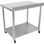 Kaupallinen liikkuva työpöytä pyörillä, ruostumaton teräs, alahylly ja roiskesuoja 1000x700x900mm | Adexa DWTC70100B - Image 8