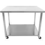 Liikuteltava kaupallinen työpöytä pyörillä, ruostumaton teräs, alahylly 1200x700x900mm | Adexa DWTC70120 - Image 6