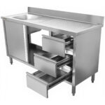 Kaupallinen Pesuallas Kaappi Ruostumaton Teräs 1200x600x900mm 1 allas vasemmalla 3 laatikkoa Roiskesuoja | Adexa DSA601202D3DL - Image 5
