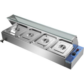 Kaupallinen Bain Marie lasisella roiskesuojalla 4xGN1/2 | Adexa HBM24
