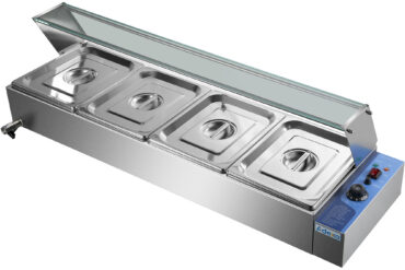 Kaupallinen Bain Marie lasisella roiskesuojalla 4xGN1/2 | Adexa HBM24