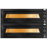 Premium Pizza-uuni 2 kammioinen Kapasiteetti 12 x 35 cm pizzat Sähköinen Musta etuosa | Adexa PEF105702SEB - Image 2