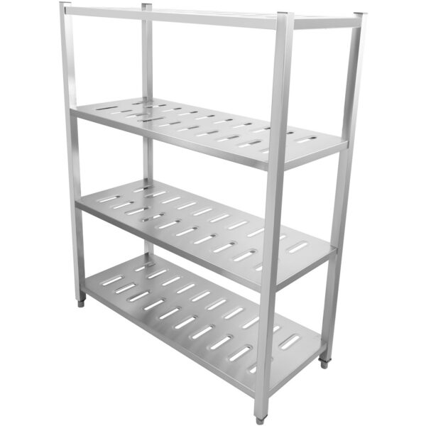 Ruostumaton teräs Hylly Neliskanttiset jalat 4 hyllyä rei'illä | Adexa QHSSP1505