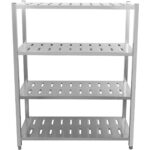 Ruostumaton teräs Hylly Neliskanttiset jalat 4 hyllyä rei'illä | Adexa QHSSP1505 - Image 3