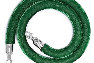 Vihreä samettinen köysiväliseinä hopeisilla päillä 1,5m | Adexa VR01RGREEN