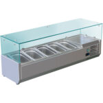 Jäähdytetty tarjoilutason valmisteluyksikkö 1200mm 5xGN1/4 Syvyys 330mm | Adexa VRX1200330 - Image 2