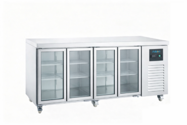 Kaupallinen jäähdytetty tiskipöytä 4 lasiovella GN1/1 | Adexa DRGN4100TNG