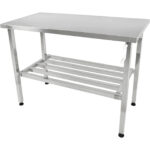 Säädettävä ruostumattomasta teräksestä valmistettu työpöytä 1400x600x700-1000mm Alahyllyllä | Adexa MCEWA60140 - Image 3