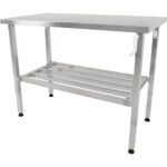 Säädettävä ruostumattomasta teräksestä valmistettu työpöytä 1400x600x700-1000mm Alahyllyllä | Adexa MCEWA60140