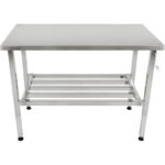 Säädettävä ruostumattomasta teräksestä valmistettu työpöytä 1400x600x700-1000mm Alahyllyllä | Adexa MCEWA60140 - Image 7