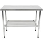 Säädettävä ruostumattomasta teräksestä valmistettu työpöytä 1400x600x700-1000mm Alahyllyllä | Adexa MCEWA60140 - Image 2