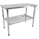 Säädettävä ruostumattomasta teräksestä valmistettu työpöytä 1200x600x700-1000mm Hylly alapuolella | Adexa MCEWA60120