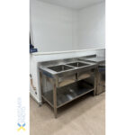 Kaupallinen allas, ruostumaton teräs 1200x600x900mm, 2 allasta, roiskesuoja | Adexa STD245A - Image 2