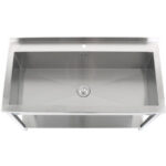 Kaupallinen kattilanpesuallas Ruostumaton teräs 1 allas Roiskesuoja Alahylly 1600x700x900mm Neliön muotoiset jalat | Adexa PSA16070U - Image 2
