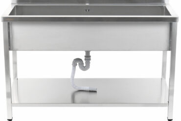 Ammattimainen astianpesuallas ruostumatonta terästä 1 altaalla roiskesuoja ja alahylly 2000x600x900mm neliöjalat | Adexa PSA20060U