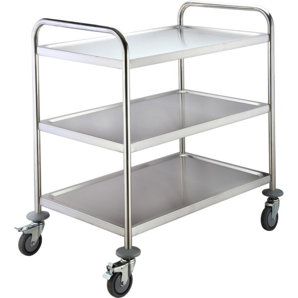 Ammattikäyttöinen tarjoilu-/palvelu-/tyhjennysvaunu ruostumatonta terästä 3-tasoinen 860x540x940mm | Adexa RST3A