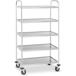 Kaupallinen tarjoilu-/palvelu-/siivouskärry, ruostumaton teräs, 5 tasoa, 860x540x1560mm | Adexa RST5A