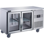 Ammattikeittiön tiskijääkaappi 2 lasiovella 1350x700x850mm | Adexa T147RG
