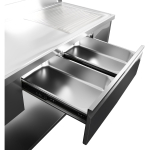 Ammattikeittiön allas ruostumatonta terästä 1800x600x900mm 1 allas vasemmalla 2 laatikkoa roiskesuoja | Adexa DSA2D18060L - Image 3