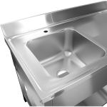 Ammattikeittiön allas ruostumatonta terästä 1800x600x900mm 1 allas vasemmalla 2 laatikkoa roiskesuoja | Adexa DSA2D18060L - Image 4