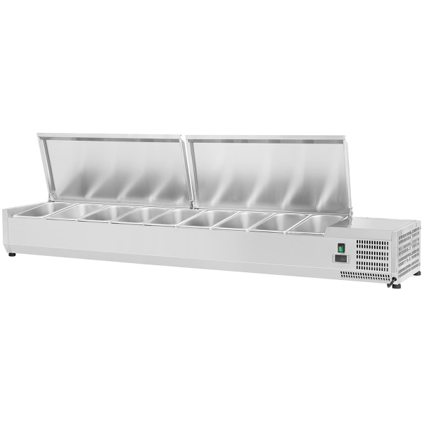 Jäädytetty tarjoilupöydän valmistelukansi 1800mm 8xGN1/4 Syvyys 330mm Ruostumaton teräskansi | Adexa EA18