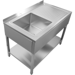 Ammattilaisallas ruostumatonta terästä 1400x600x900mm 1 allas vasemmalla roiskesuoja | Adexa DSA60140L - Image 2