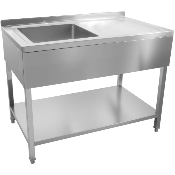 Kaupallinen allas ruostumatonta terästä 1000x600x900mm 1 altaalla vasemmalla roiskesuoja | Adexa DSA60100L
