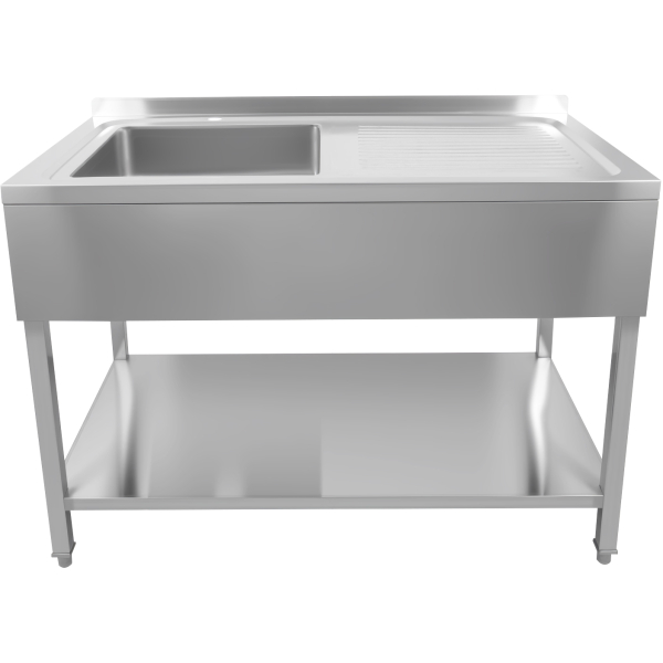 Kaupallinen allas ruostumatonta terästä 1200x600x900mm 1 kuppi vasemmalla roiskesuoja | Adexa DSA60120L