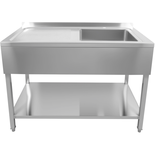 Kaupallinen allas ruostumatonta terästä 1200x600x900mm 1 allas oikealla roiskesuoja | Adexa DSA60120R
