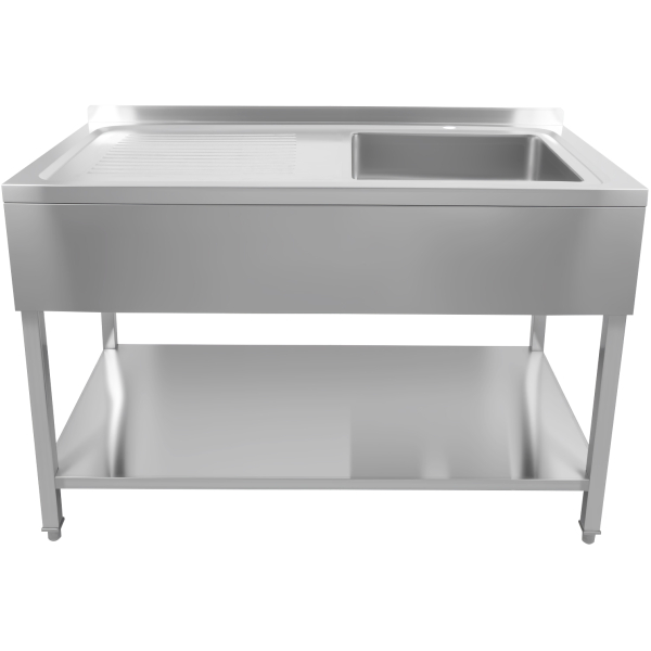 Kaupallinen allas ruostumatonta terästä 1600x600x900mm 1 altaalla oikealla roiskesuoja | Adexa DSA60160R